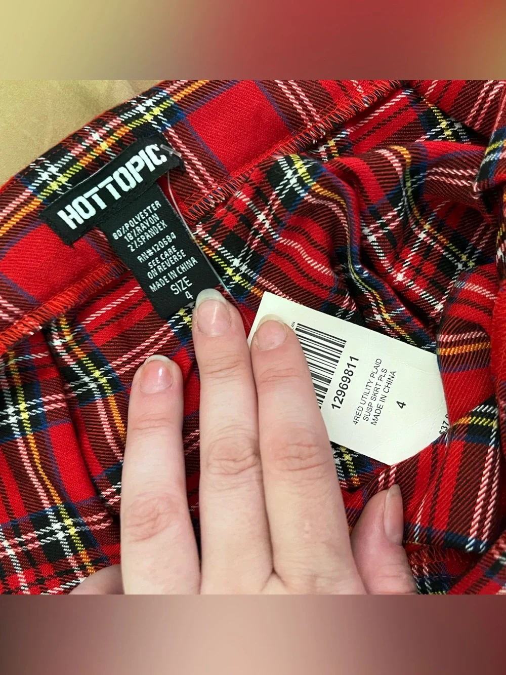 Hot Topic Red Plaid Pleated Mini Skirt w/Suspenders